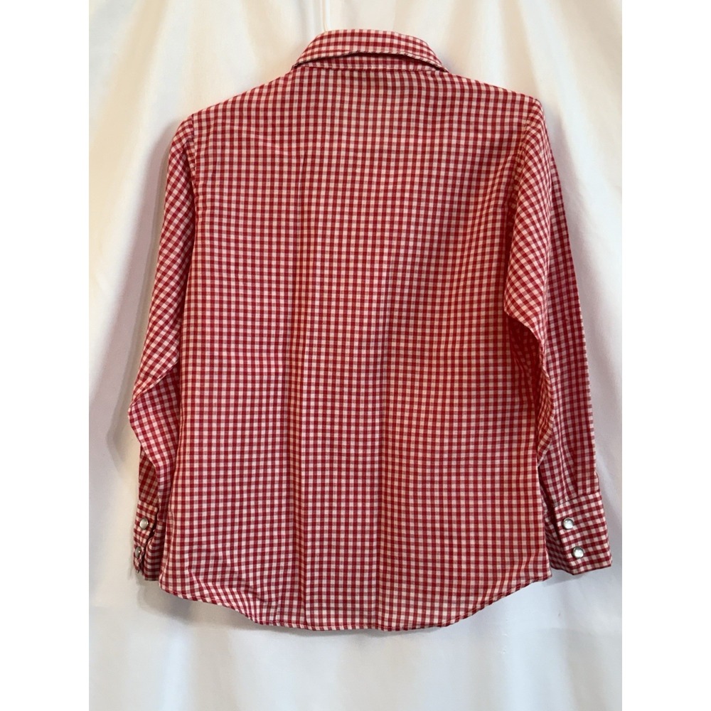 Vintage 70s Sears Western Pearl Snap Shirt Red White Cowboy Button Boy's Size 6 - Picture 7 of 7